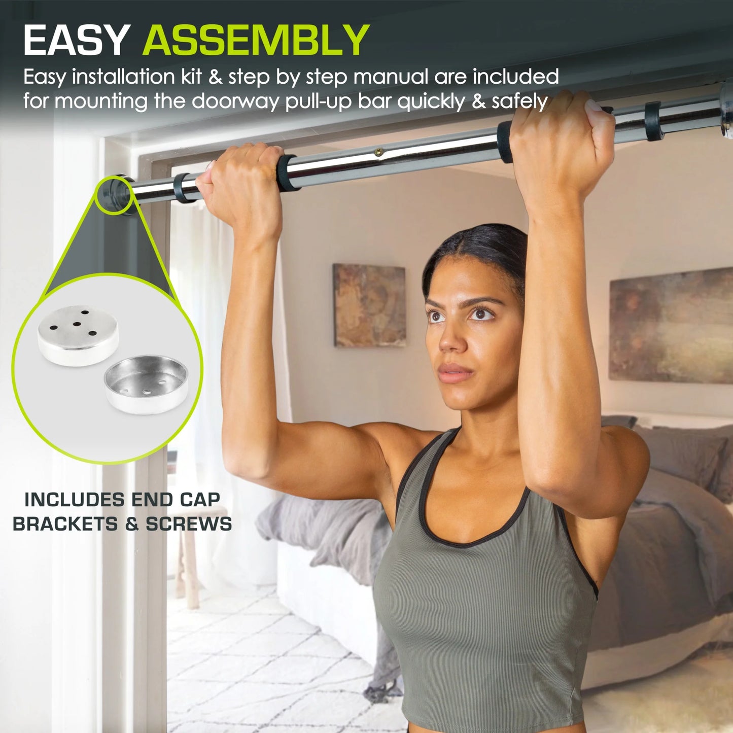 Wall-Mounted Pull-Up/Chin-Up Bar, Heavy Duty 300 Lb. Capacity