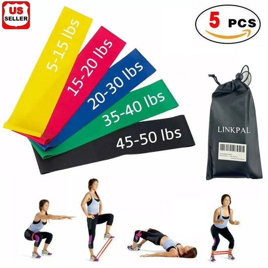 Resistance Bands Loop Set of 5 Exercise Workout Crossfit Fitness Yoga Booty Band