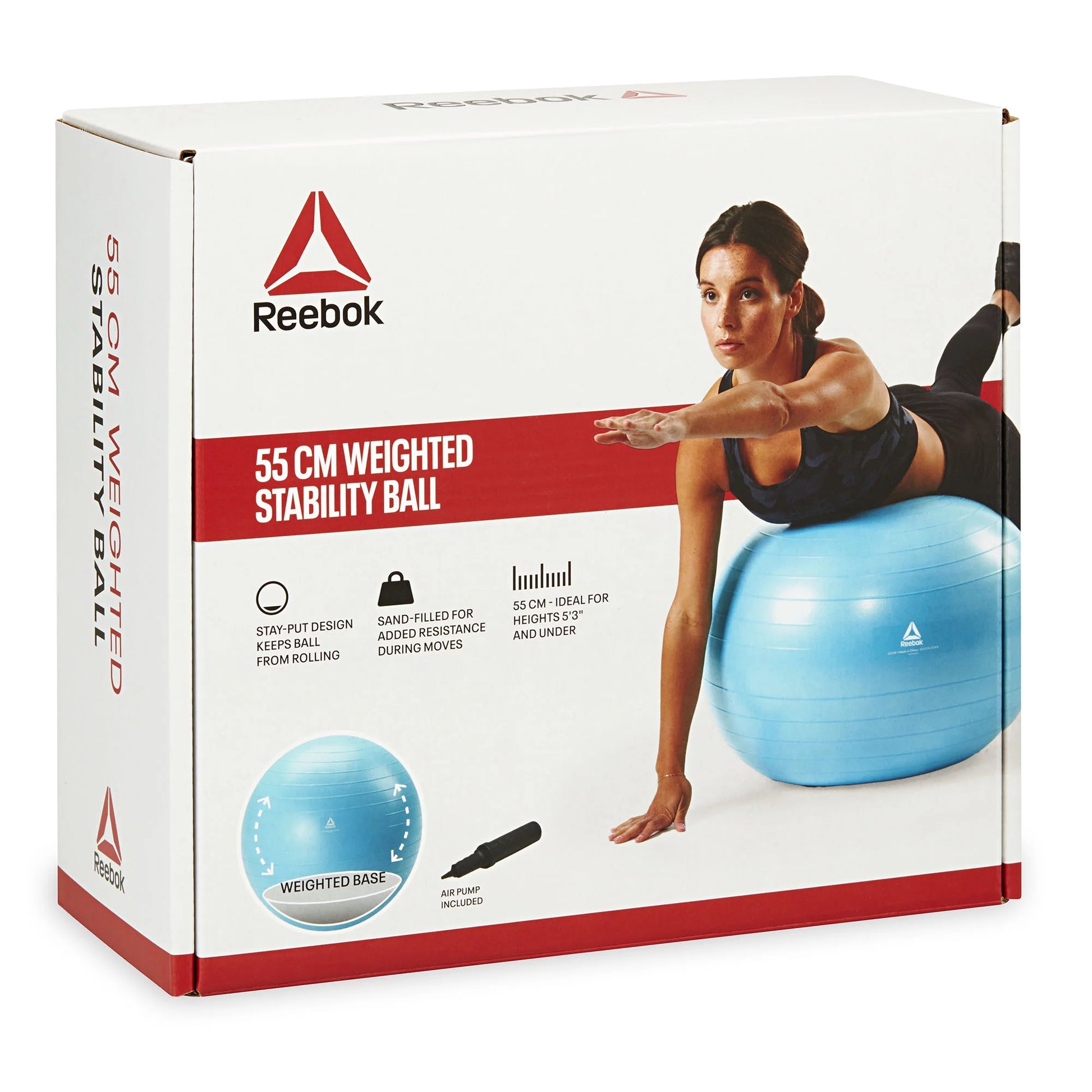 Reebok 55Cm Small Weighted Stability Ball, Pump Included