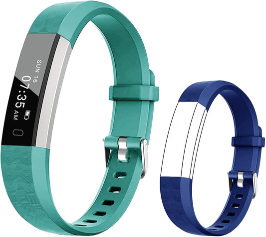 Slim Fitness Tracker Watch for Kids Girls Boys Teens, Waterproof Activity Tracker with Pedometer, Calorie and Step Counter, Sleep Monitor, Silent Alarm Clock(Dual Bands)