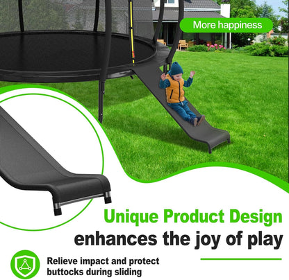Trampoline Slide, 10FT 12FT 14FT 15FT 16FT Trampoline Universal Outdoor Slides, Trampolines Accessories with Cushioning Effect, Suitable for Kids to Climb up Slide Down, Safety Slider (Black)