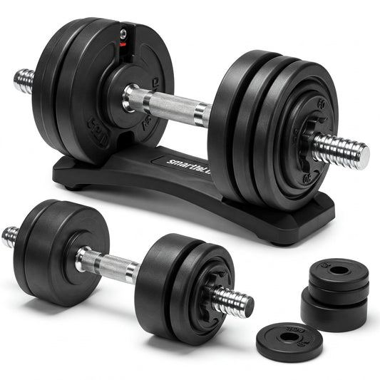 Smartbell Gym, 60 Lbs. 4-In-1 Adjustable Interchangeable Dumbbell, Barbell, and Kettlebell Weight Set, Black